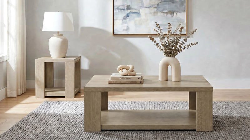 Pavone Open-Shelf Coffee and End Table Set - Latte 2-Piece Set