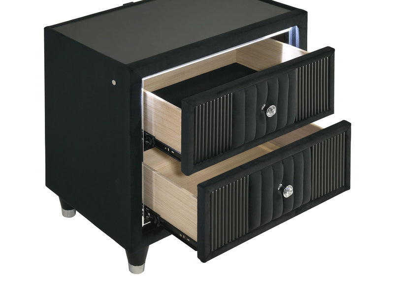 Ravenne Velvet Upholstered LED Nightstand