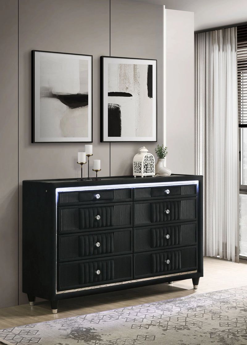Ravenne Velvet Upholstered LED Dresser