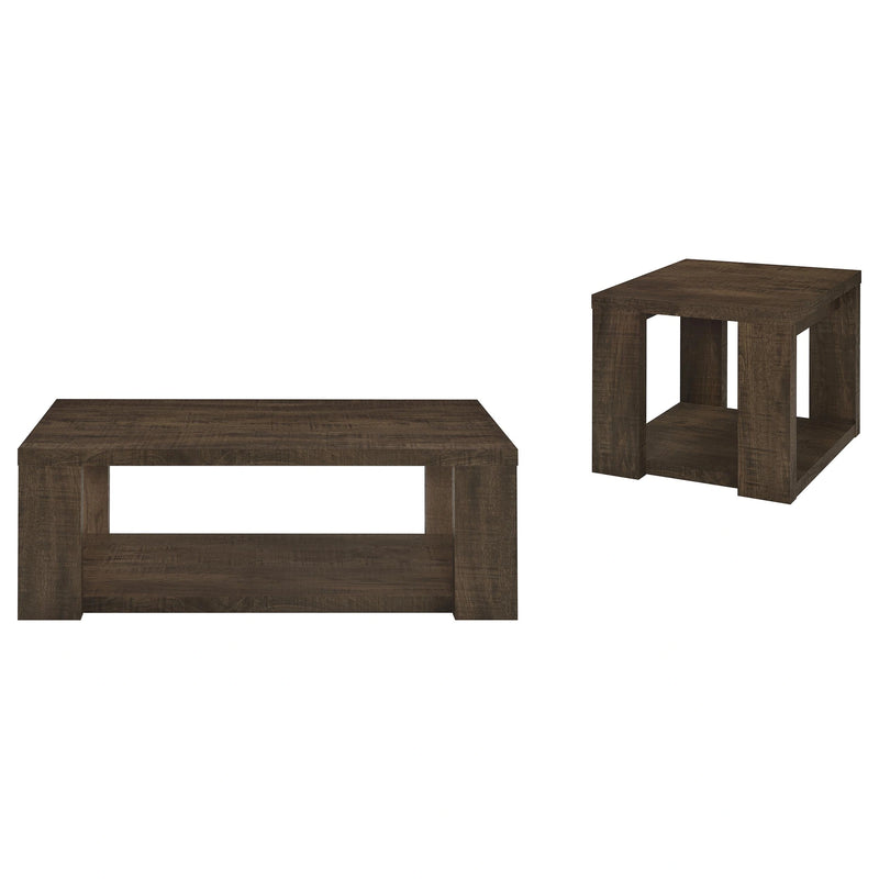 Pavone Open-Shelf Coffee and End Table Set - Dark Rustic Mango 2-Piece Set