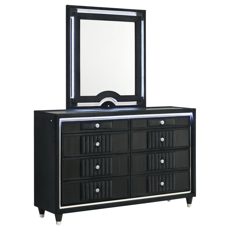 Ravenne Velvet Upholstered LED Dresser and Mirror
