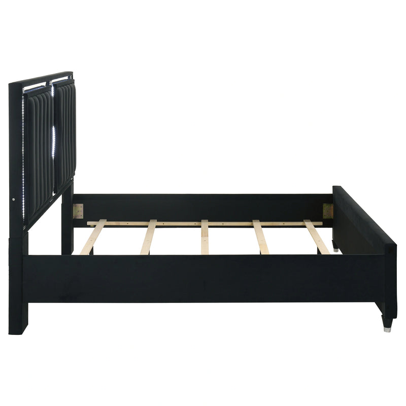 Ravenne Velvet Upholstered LED Panel Bed