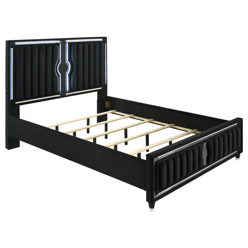 Ravenne Velvet Upholstered LED Panel Bed