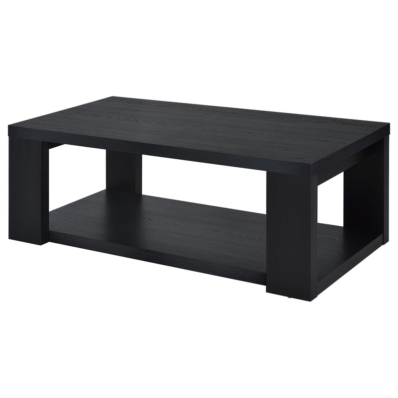 Pavone Open-Shelf Coffee and End Table Set - Black 3-Piece Set
