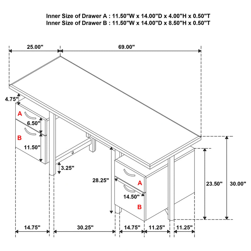 Roldan 69-inch Computer Desk