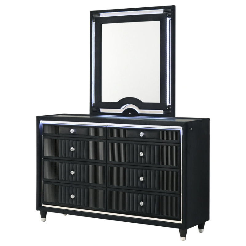 Ravenne Velvet Upholstered LED Dresser and Mirror