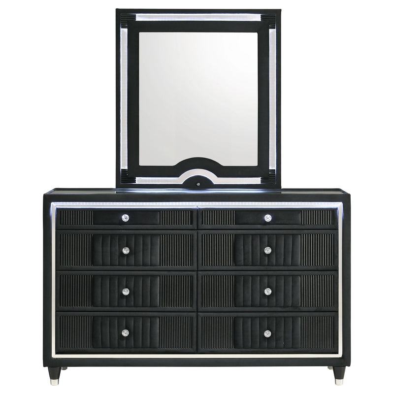 Ravenne Velvet Upholstered LED Dresser and Mirror