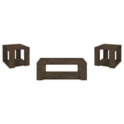 Pavone Open-Shelf Coffee and End Table Set - Dark Rustic Mango 3-Piece Set