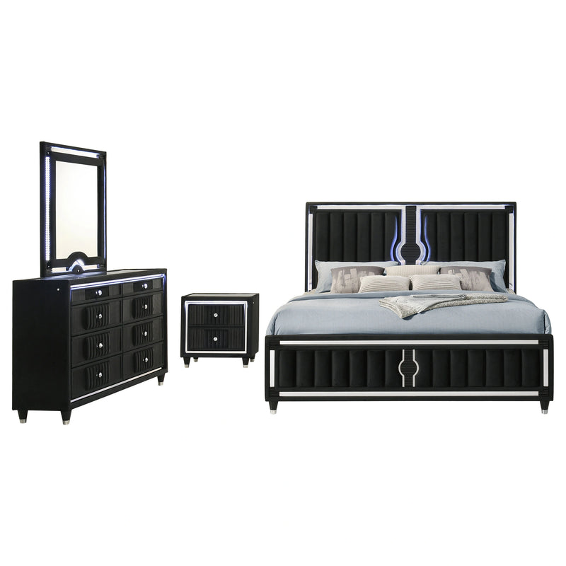 Ravenne Velvet Upholstered LED Bedroom Set