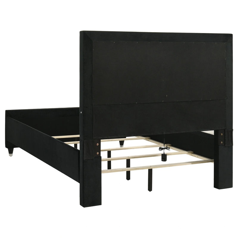 Ravenne Velvet Upholstered LED Panel Bed