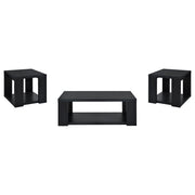 Pavone Open-Shelf Coffee and End Table Set - Black 3-Piece Set