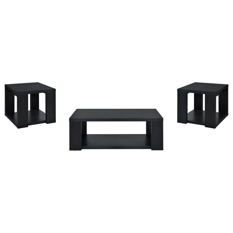 Pavone Open-Shelf Coffee and End Table Set - Black 3-Piece Set