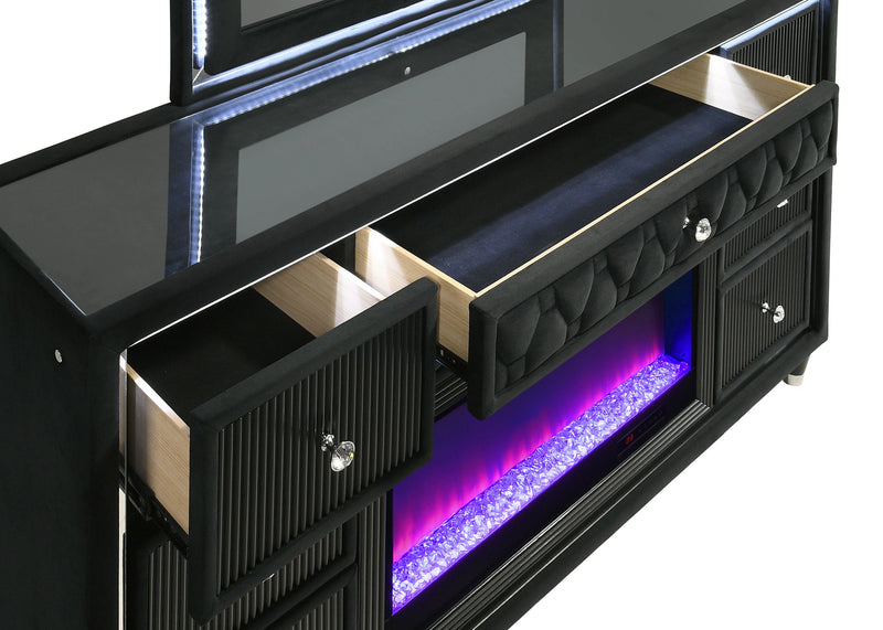 Lorient LED Flame Box Dresser with Mirror