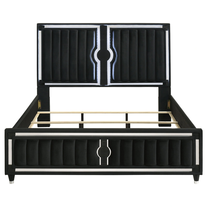 Ravenne Velvet Upholstered LED Panel Bed