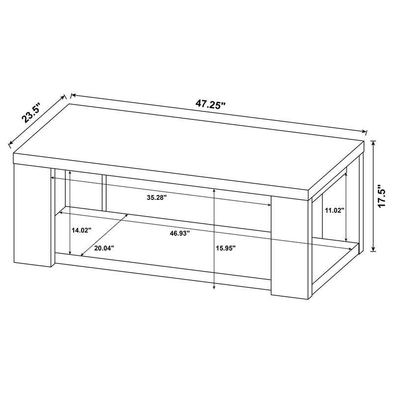 Pavone Open-Shelf Coffee and End Table Set - Latte 3-Piece Set