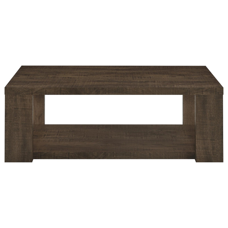 Pavone Open-Shelf Coffee and End Table Set - Dark Rustic Mango 3-Piece Set