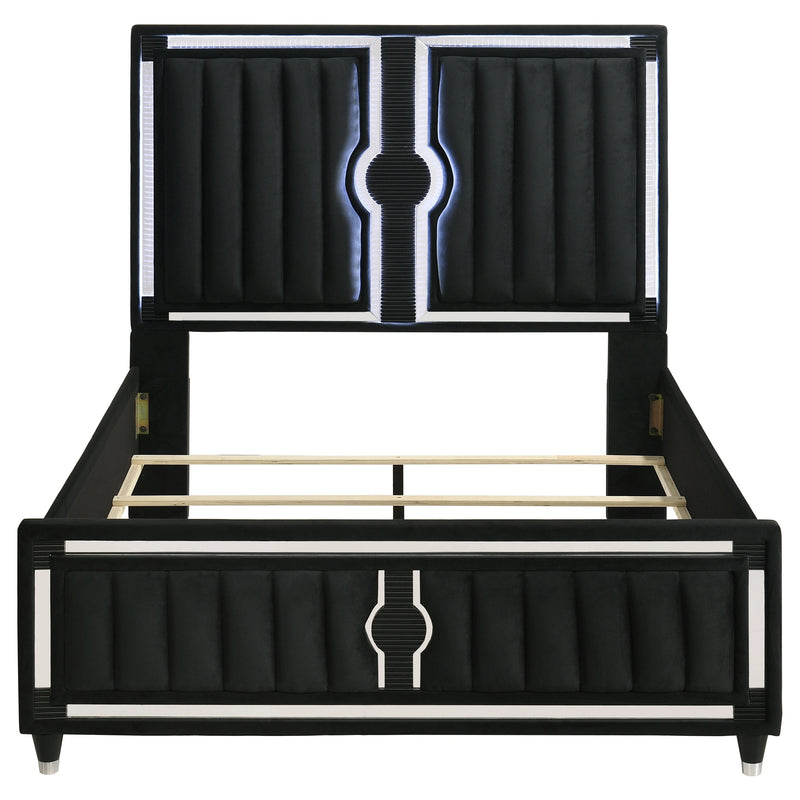Ravenne Velvet Upholstered LED Panel Bed