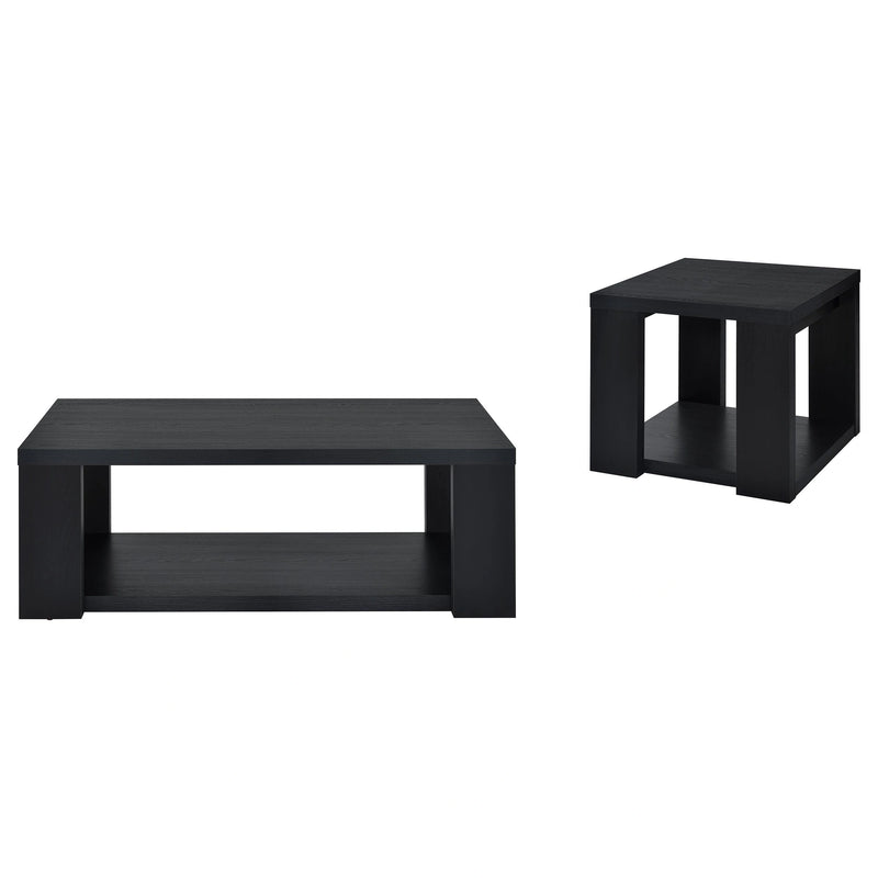 Pavone Open-Shelf Coffee and End Table Set - Black 2-Piece Set