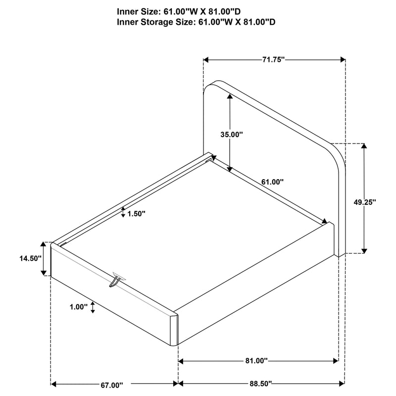 Anders Upholstered Storage Lift Platform Bed