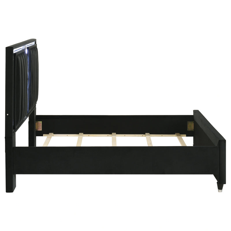 Ravenne Velvet Upholstered LED Panel Bed