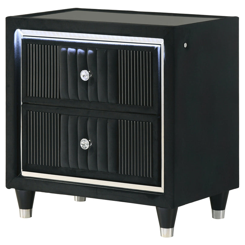 Ravenne Velvet Upholstered LED Nightstand